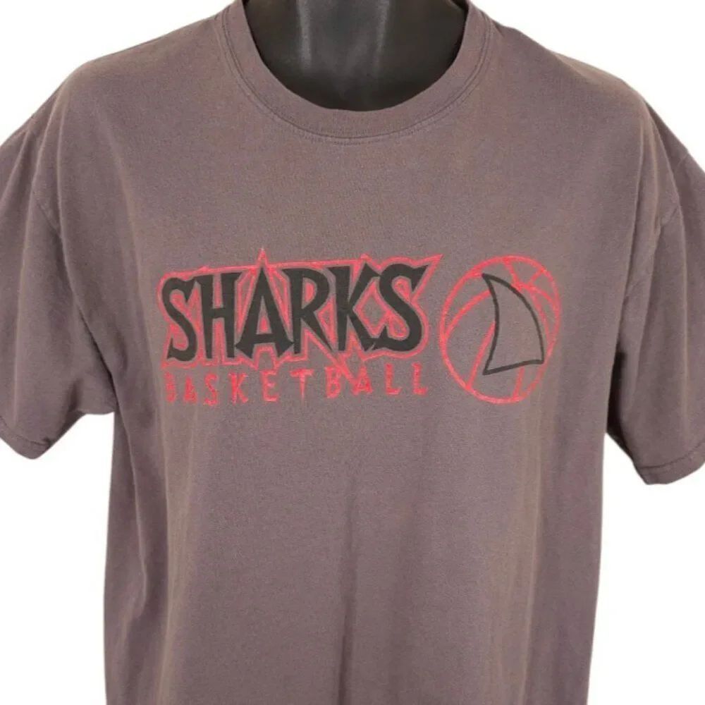 Sharks Basketball T Shirt Mens Size Large Gray Start Strong Finish Strong